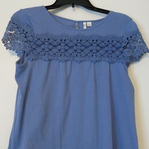Women's Lauren Conrad Cornflower Blue Lace Shirt